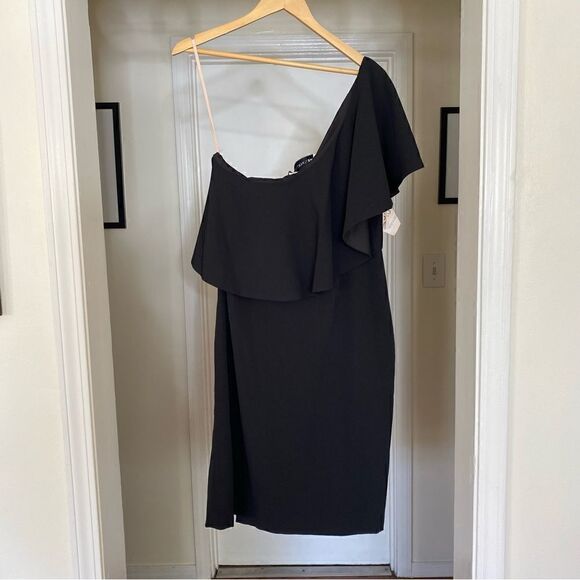 Fame AND Partners One Shoulder Ruffle Mini Dress Size 12 NWT - Picture 4 of 9